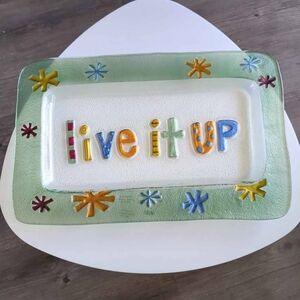 Lori Siebert By Silvestri Hand Made Glass Tray with Multicolor Accents